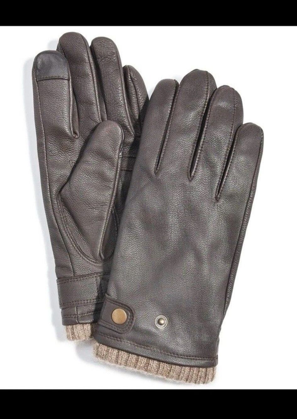 Club Room Men’s Leather with Cashmere Lining Tech Tip Gloves Sz: Medium $98